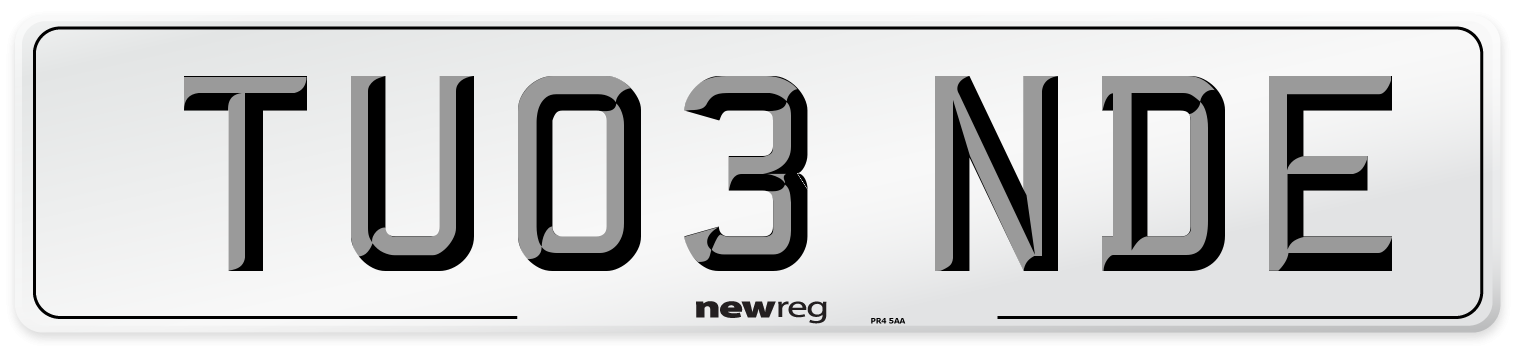TU03 NDE Number Plate from New Reg